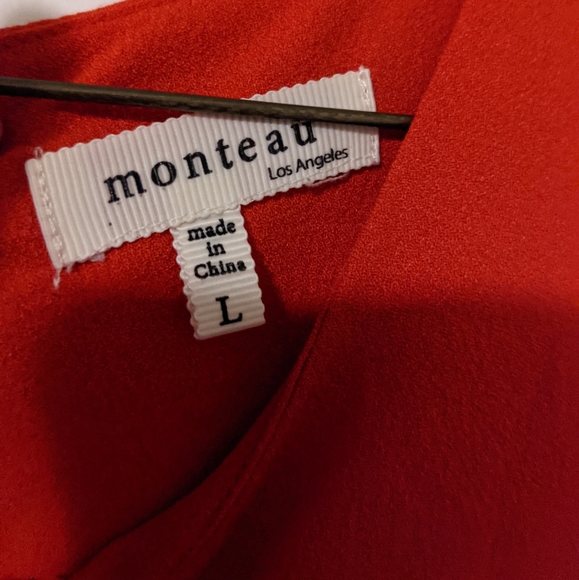 💃 Red-orange mini dress with cute scalloped hem - Picture 2 of 8